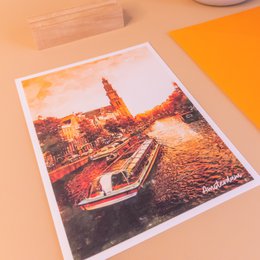 Golden Hour Amsterdam, Nederland - A6 ansichtkaart met envelop
