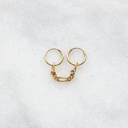Elegant double hooped figaro earrings in sterling silver or 24k gold plated finish.