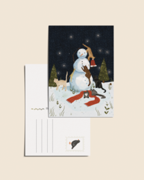 “Sneeuwpop” – A6 Geïllustreerde Kaart | 350gsm Tintoretto Gesso