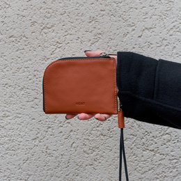 Brown Leather Zip Wallet on Chain for Men and Women