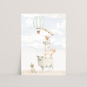 Ansichtkaart boerderijdieren hoera