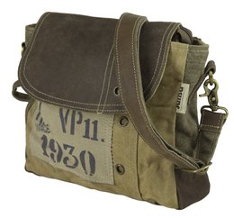 Sunsa damestas. Schoudertas in koeriervorm. Schoudertas in vintagestijl. Canvas handtas. Grote crossbodytas voor dames.