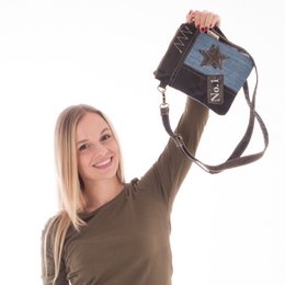 Sunsa skuldertaske til kvinder. Skuldertaske i vintage stil. Håndtaske i lærred. lille crossbody taske til kvinder. stjernemærke