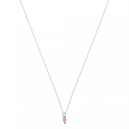 Sagittarius zodiac sign gemstone necklace with a silver chain and a pink gemstone pendant.
