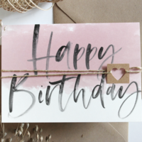 happy birthday - folding card with envelope rose