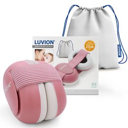 Soft, plush pink baby hearing protector with adjustable fit for sensitive ears. Designed for comfort and noise reduction during loud environments.