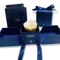 White Eternal Rose in Box Jewelery Box Blue, Real Rose