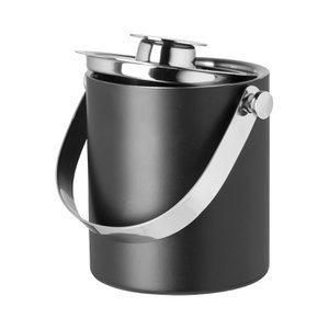 Eiswürfeleimer NATHAN Edelstahl pulverbeschichtet glänzend schwarz silberfarben Ø 12 cm x 13,5 cm