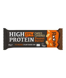 High protein bar with peanuts, organic, chocolate-covered, 40g