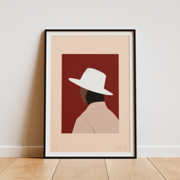 Black and white illustration of Muhammad Ali, the legendary boxer, in a boxing pose. This limited edition art print captures the iconic figure's strength and athleticism.