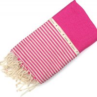 Hammam Towel Fouta Waffle Stripes - Fuchsia - 100x200cm