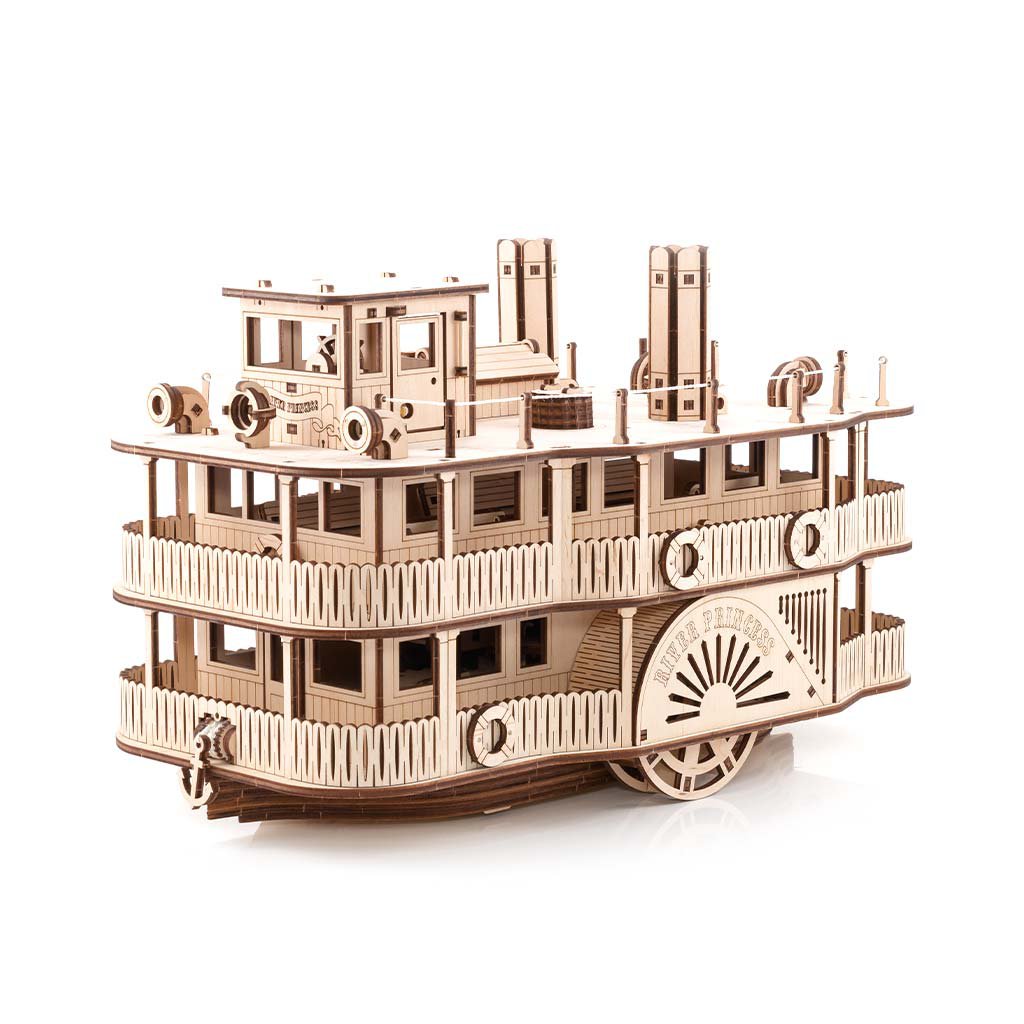 3D Houten Puzzel Eco-Vriendelijk Paddle Steamer Model