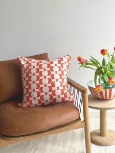 Edith kussenbedekking meloen, zacht jacquard gebreide katoen