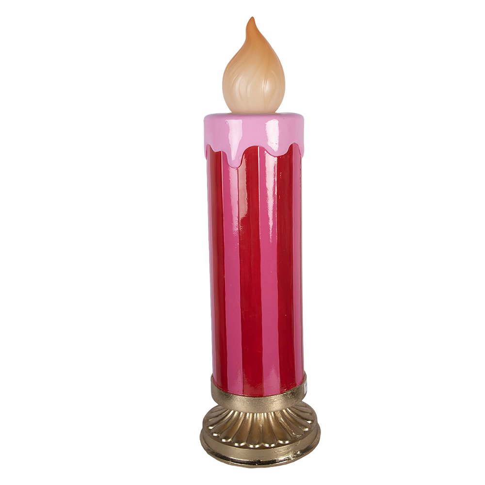 Kerstdecoratie met LED-verlichting Kandelaar Ø 23x78 cm Rood Keramisch materiaal