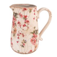 Decoratie Kan 16x11x18 cm Roze Beige Keramiek Bloemen Waterkan