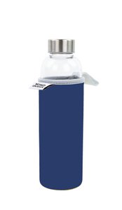 GLAZEN FLES 500 ML MET NEOPREEN MOUW BLAUW