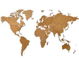  Large wooden world map wall decor in brown HDF material, available in multiple sizes for DIY home or office decoration.