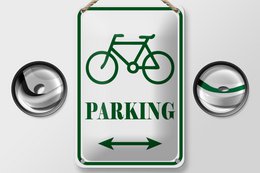 Tin sign notice 12x18cm bicycle parking white-green decoration