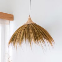 Large Seagrass Lampshade – Natural Pendant Light with Fringes – Boho Pendant Light – Handmade Tropical Hanging Lamp MAWANA (Ø 53 cm)