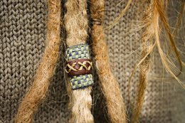 Perle dreadlock en cuir avec tissu » Fait main