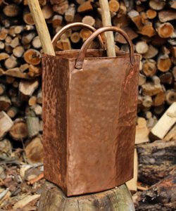 Handmade Hammered Copper Umbrella Stand – Vintage Bag-Shaped Entryway Decor