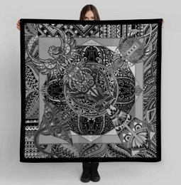 Power of Life - Sort - 90*90 cm - 100% Silke Twill
