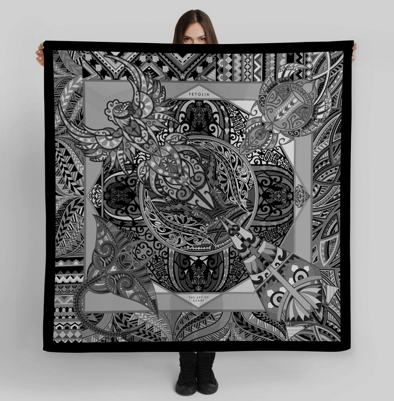 Power of Life - Sort - 90*90 cm - 100% Silke Twill