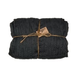 Gauze table runner in a variety of colors, including dark grey, blush rose, off-white, sand, natural, rosewood, cognac, dark green, dark red, honey yellow, denim blue, apricot, summer orange, raspberry pink, jade green, washed denim, lavender, and lemon. The runner is approximately 70cm x 300cm in size.