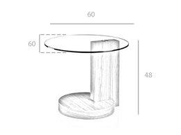 Walnut wood corner table and tempered glass 2036