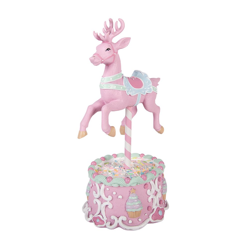 Kerstdecoratie met LED-verlichting Hert 17x14x29 cm Roze Kunststof