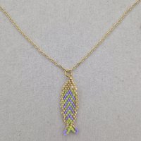 Ketting met Miyuki visje - Groen Lila