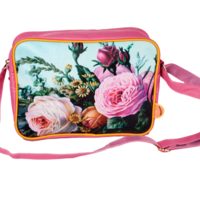 Shoulder bag medium Retro flowers magenta