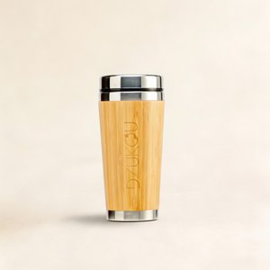 Kaffeetasse aus Edelstahl mit Bambus-Finish – 490 ml