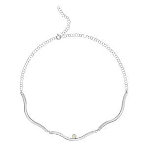 Sterling silver choker Wave with white Baltic amber