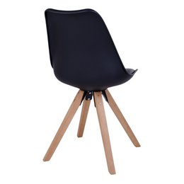 Bergen Dining Chair - PU Leather, Moulded Plastic, Rubberwood, Black - Set of 2