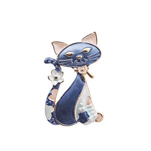Magnetic Enamel Cat Brooch