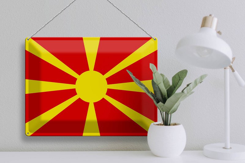 Tin Sign Flag of Macedonia 40x30cm Flag of Macedonia
