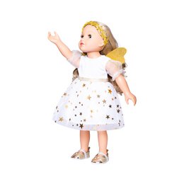 Dukkekjole "Guardian Angel" med stjernehårbånd, str 28-35 cm
