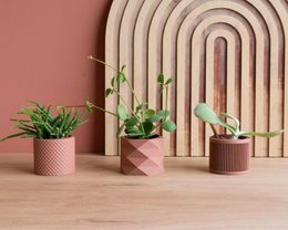 Set of 3 pots Terracotta – Piko - Diamant - Japan