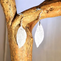 Pendiente Hoja de Eucalipto Plata