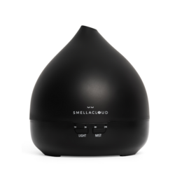 A modern, matte black essential oil diffuser with a 400 ml capacity. Features a sleek, teardrop-shaped design.