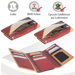 Cartera de mujer Sunsa. monedero de cuero. Cartera con protección RFID. Cartera sostenible hecha con retales de cuero. Cartera de mujer grande con muchos compartimentos para tarjetas de crédito: cartera/cartera para mujer, la mejor idea de regalo.