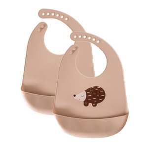 2-Pack Silicone Baby Bib, Almond