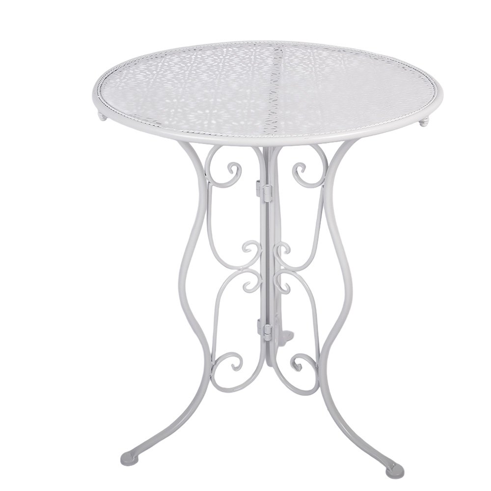 Bistroset Bistrotafel Bistrostoel 3-delig Ø 60x70 / 50x40x93 cm Wit Metaal