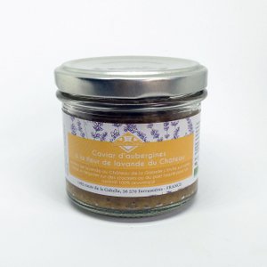 Eggplant caviar with organic lavender flower