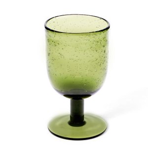 Mundgeblasenes Blasenglas mit Stiel – Olivgrün