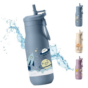Jenard® Trinkflasche Kinder Edelstahl – auslaufsicher, doppelwandig, BPA-frei, Thermosflasche für Schule & Kindergarten. Blau / Weltraum
