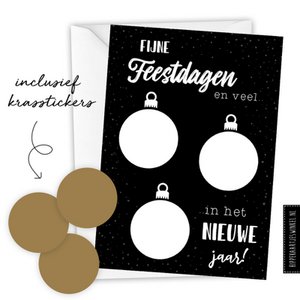 Christmas card scratch card DIY including envelope - black/gold