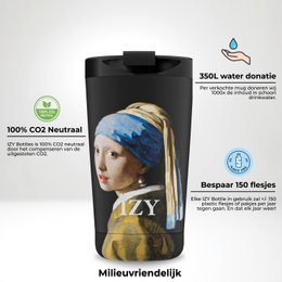 IZY Mug, Girl with the Pearl Earring, 350ml, giftbox - Thermische beker | reisbeker | Afsluitbare mug voor hete of koude dranken | isoleerbeker | Thermos | Mug