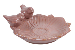 Vogelbad Fleuri L roze - L27B26H10CM